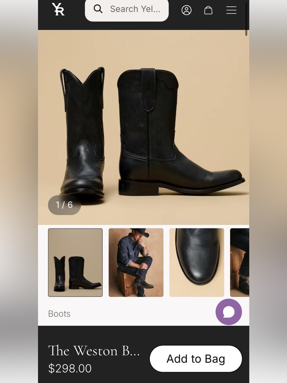 Yellow Rose | Kendra Scott Men's Black Leather Pull-On Western Boots